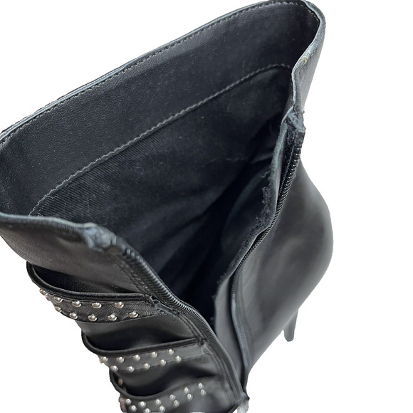 Steve Madden Daryl Heeled Bootie Black Leather Side Zip Buckle Accent Size 7.5 - Picture 8 of 14